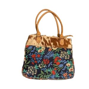 Myra Bag Floral Shoulder Bag with Brown Accents